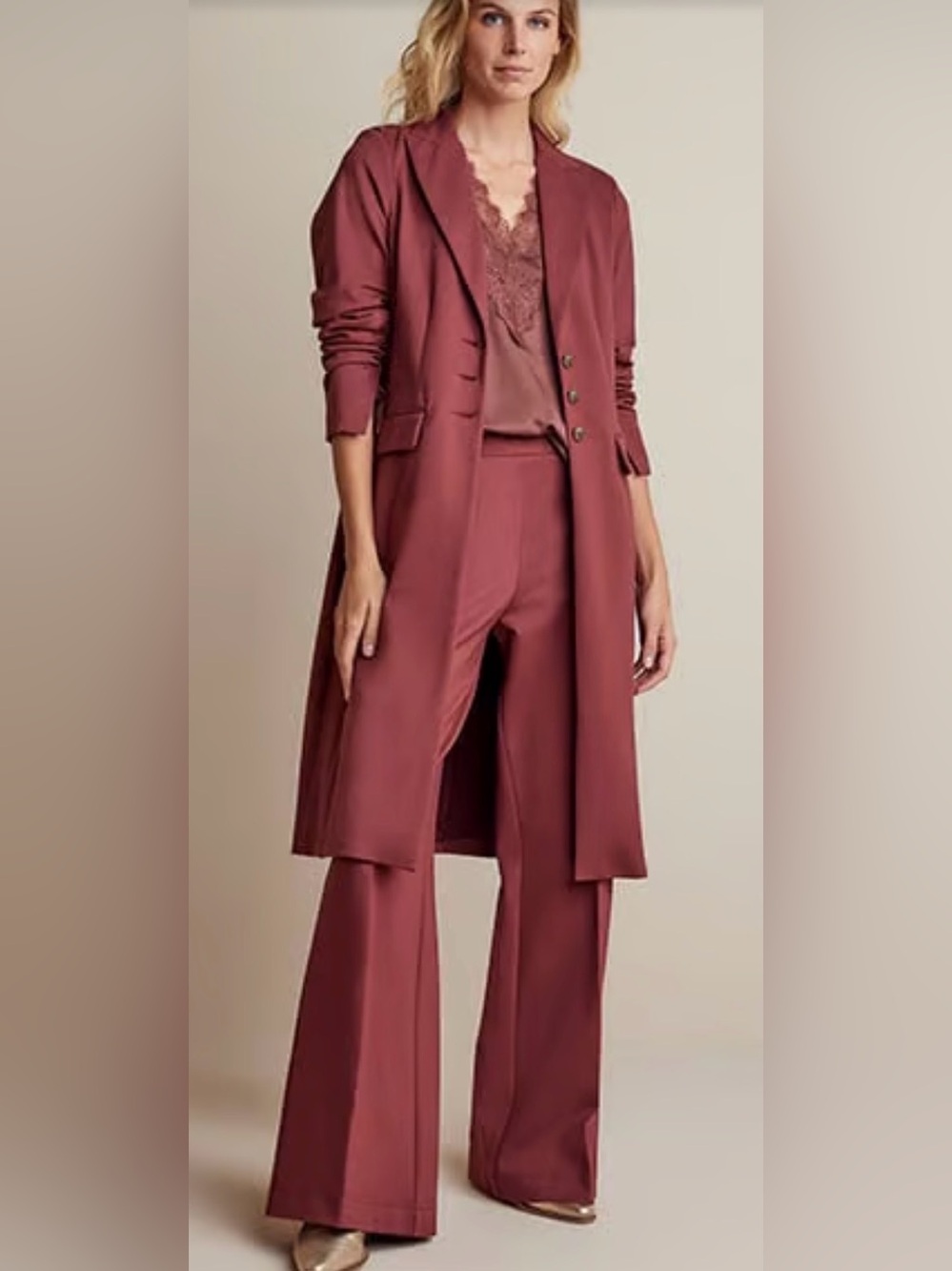 Summum Woman Punto Milano Longline Blazer Coat Burgundy EU 38 US 6